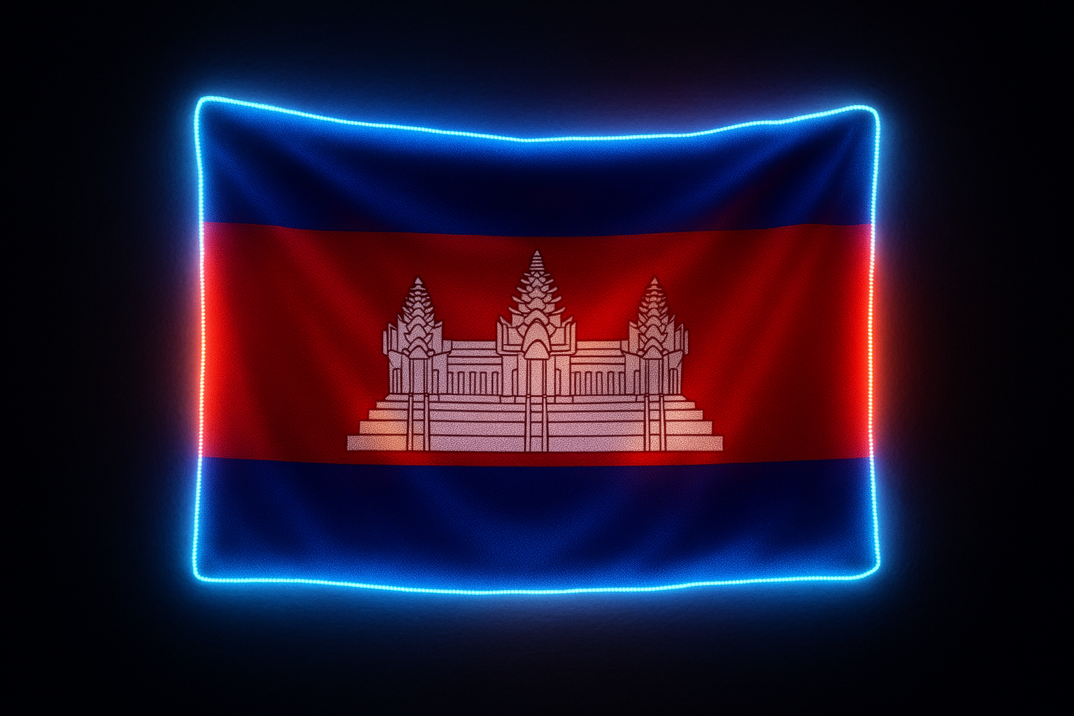 Cambodia Glowing Flag