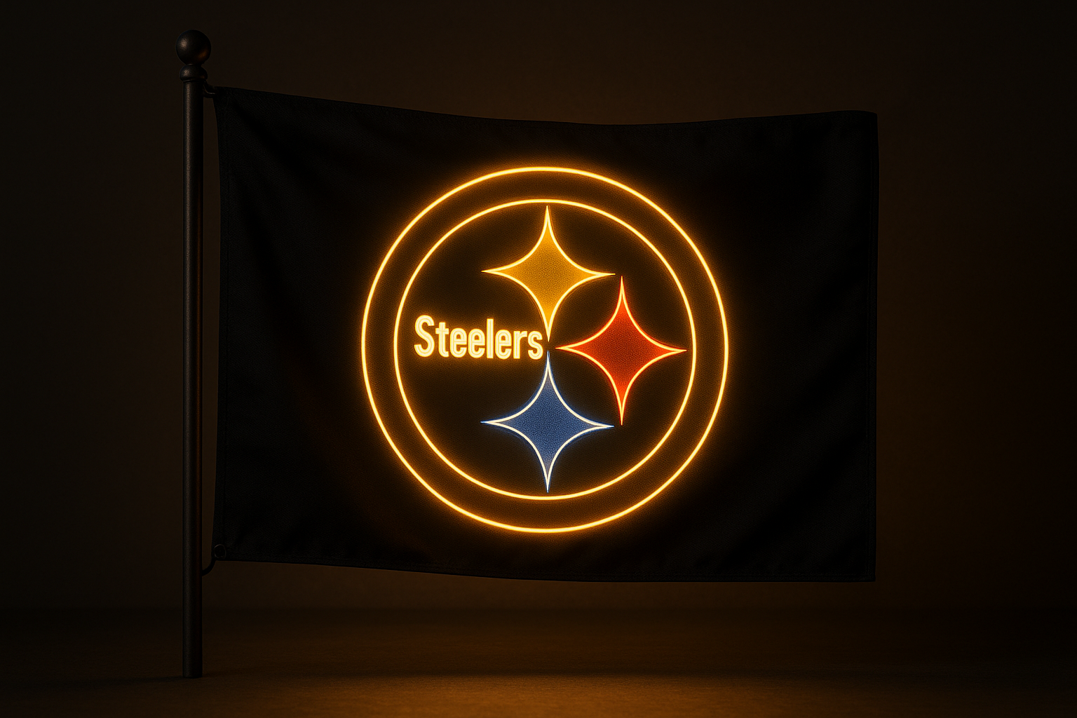 Pittsburgh Steelers Glowing Flag - LED Illuminated