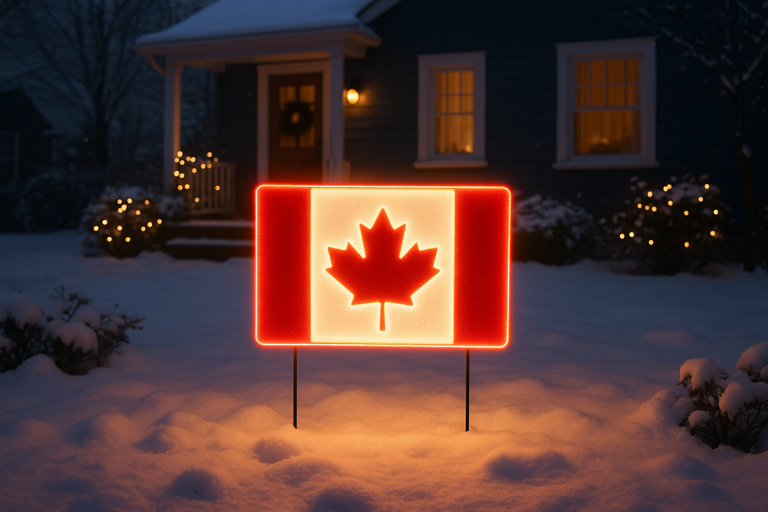 Canada Glowing Flag in Winter