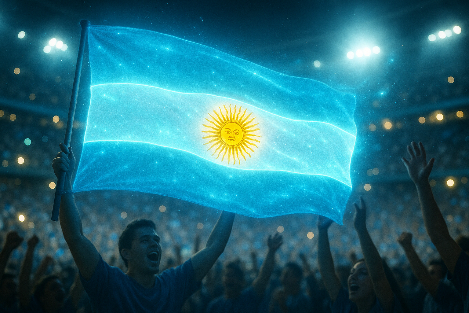 Glowing Argentine Flag at Stadium