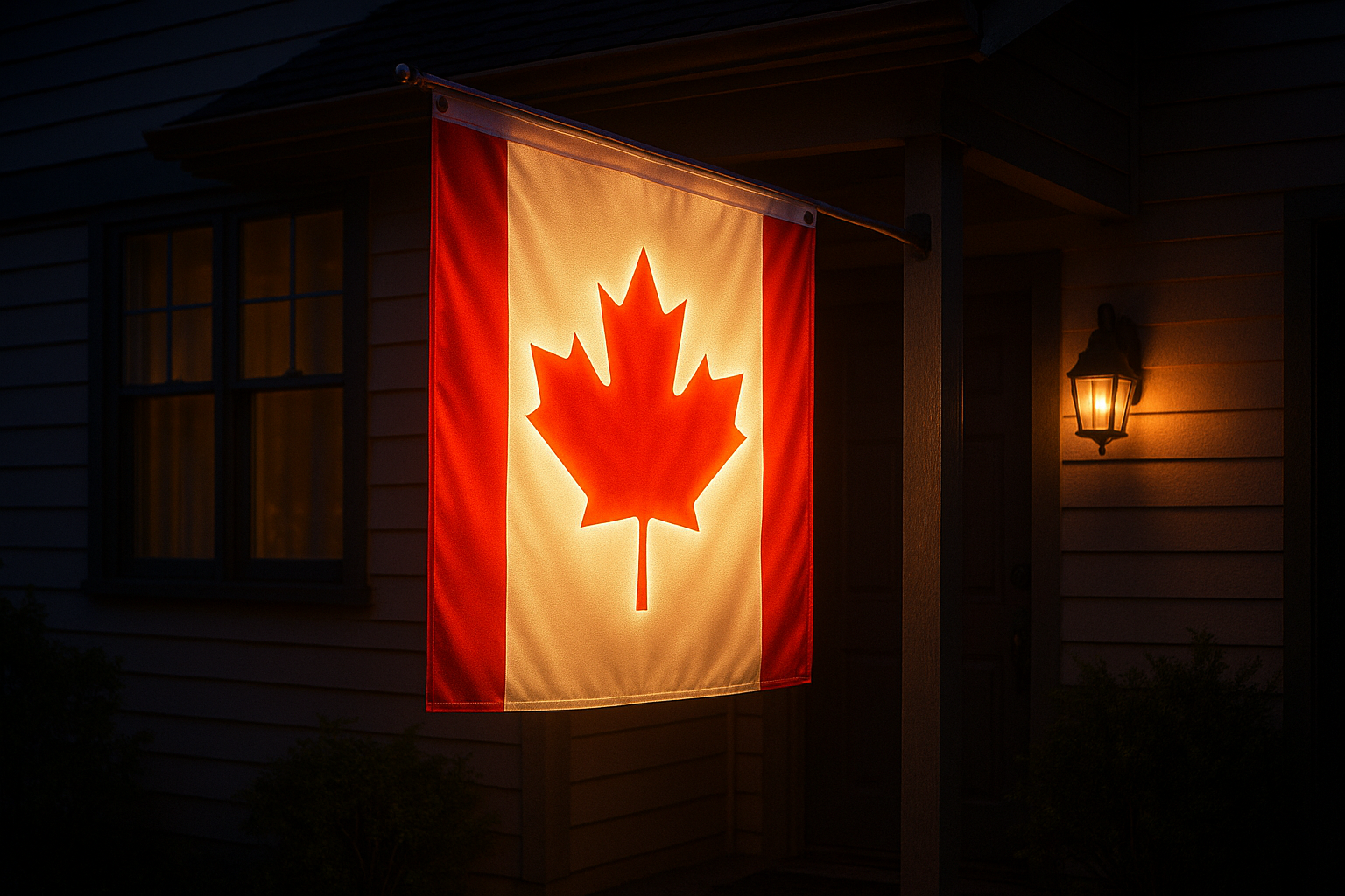 Glowing Canadian Flag - Front of House