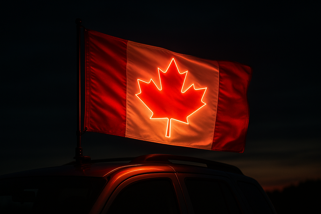 Glowing Canadian Flag - On Vehicle