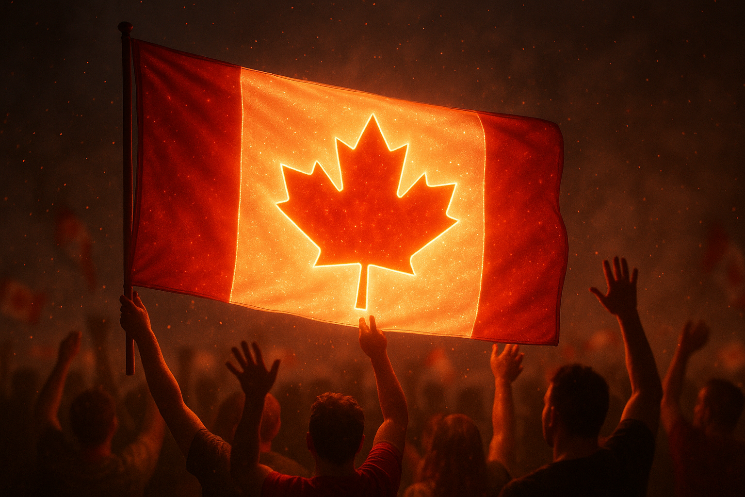 Glowing Canadian Flag - People Carrying