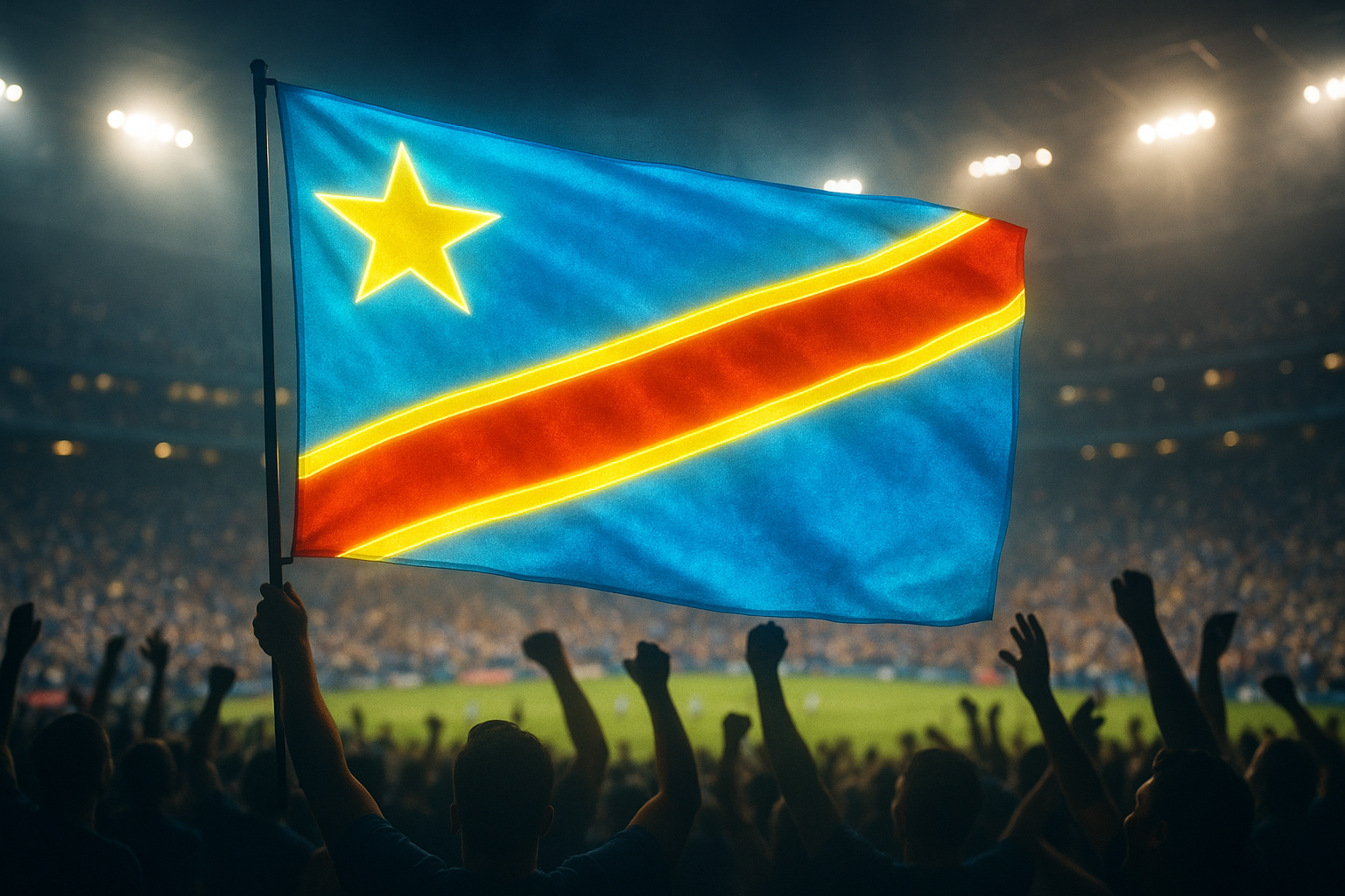 Glowing DR Congo Flag at Stadium