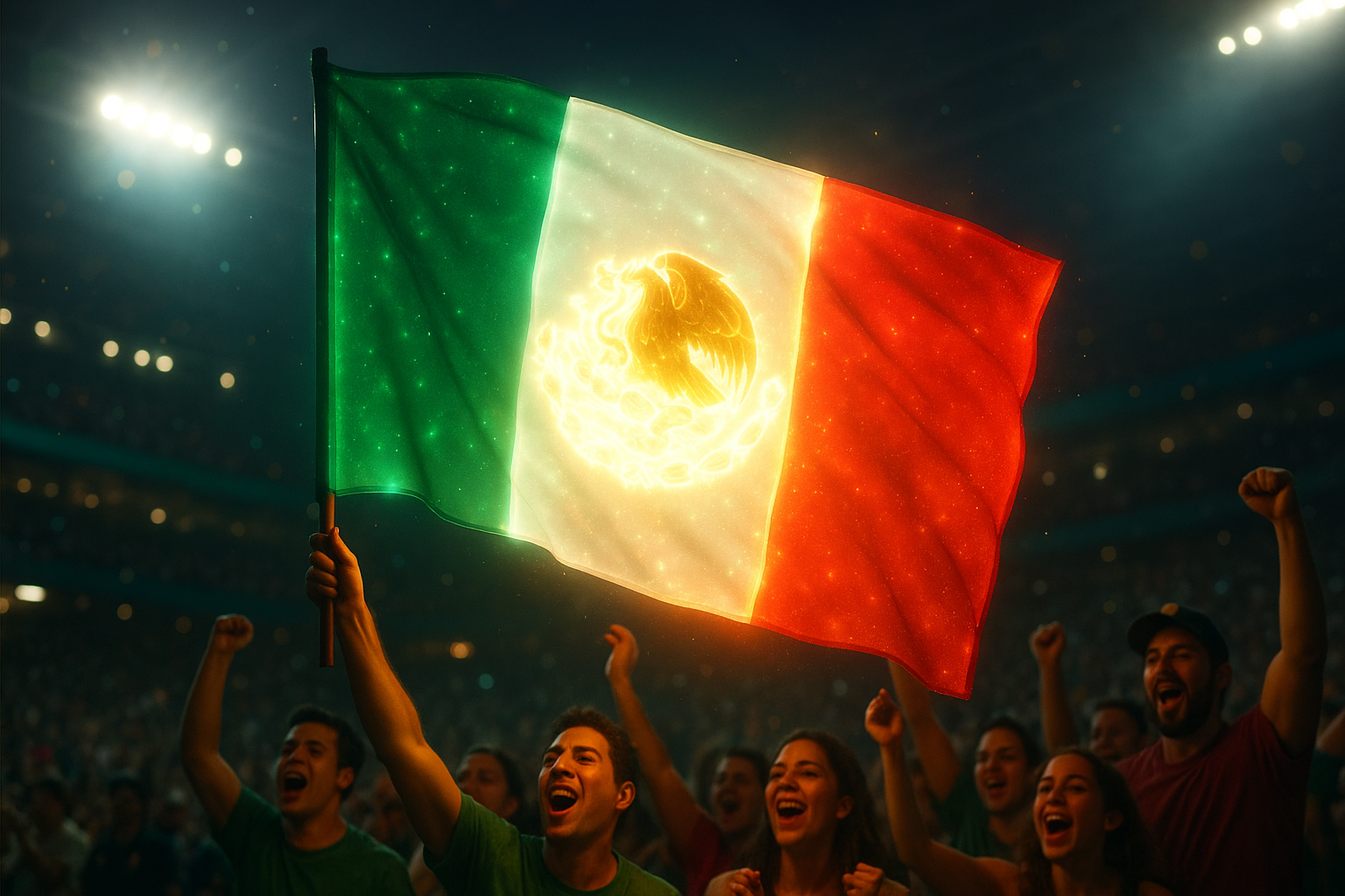 Glowing Mexican Flag at Stadium