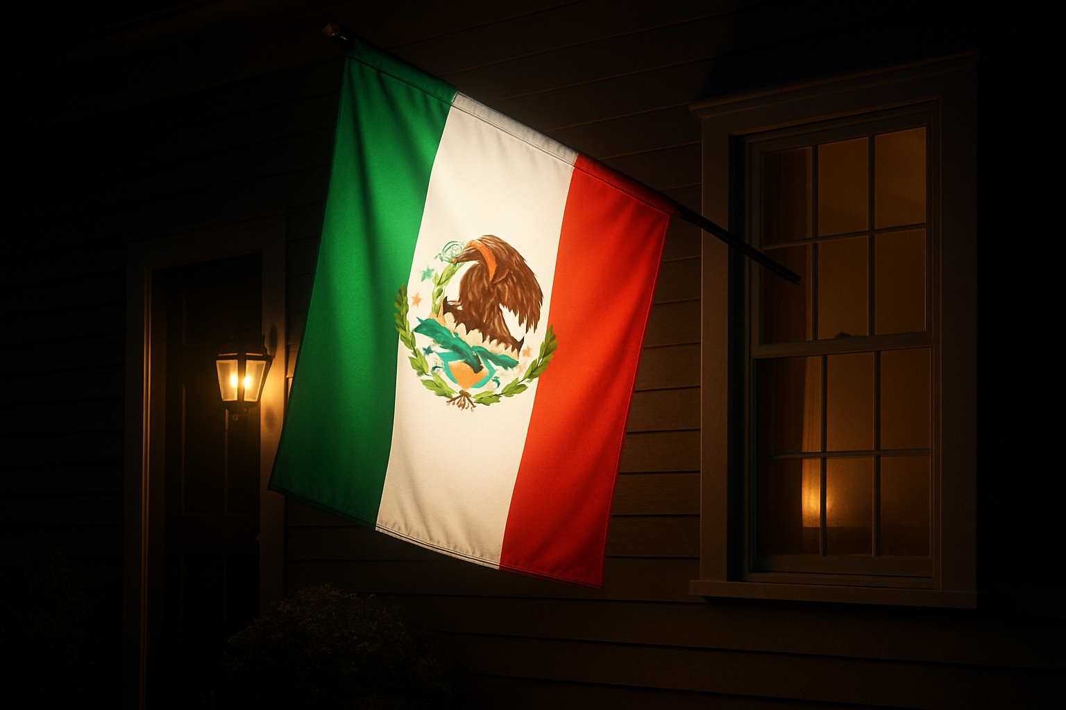 Glowing Mexican Flag - Front of House