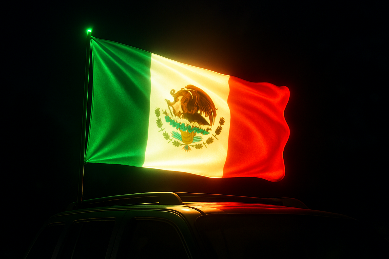 Glowing Mexican Flag - On Vehicle