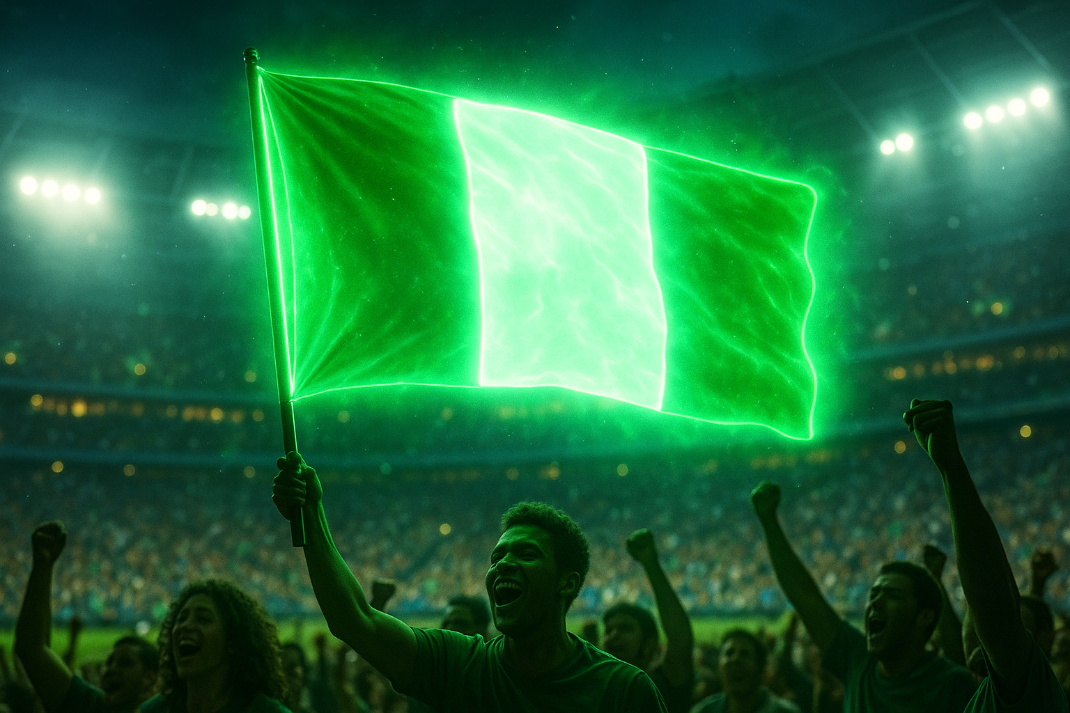 Glowing Nigerian Flag at Stadium