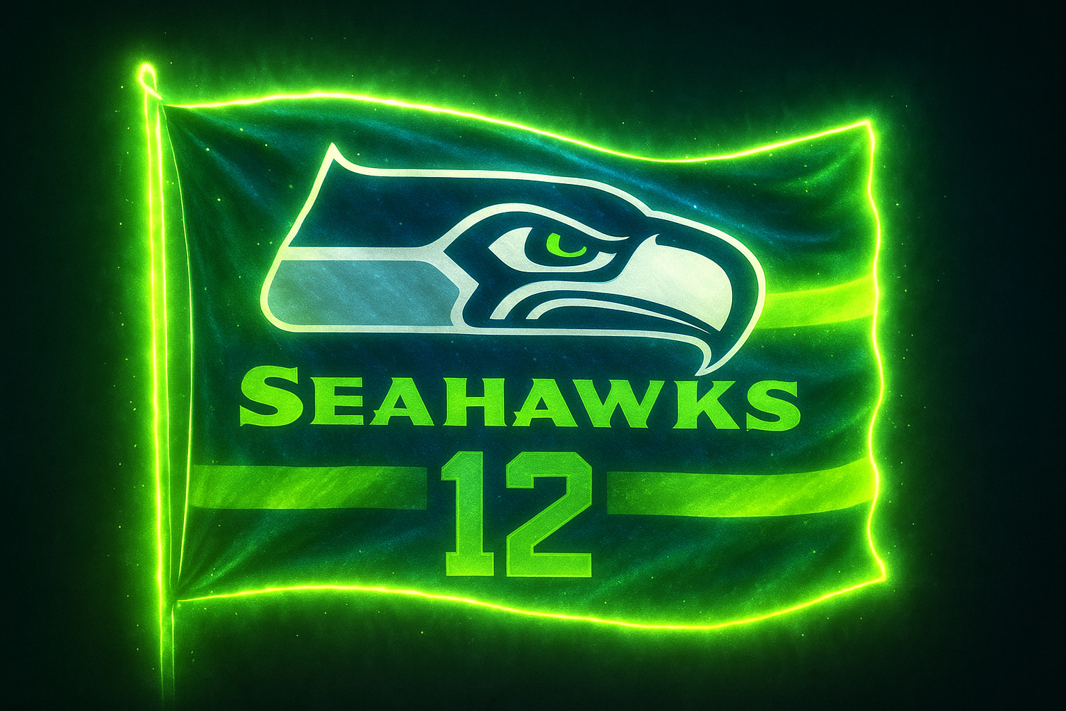 Glowing Seattle Seahawks Flag
