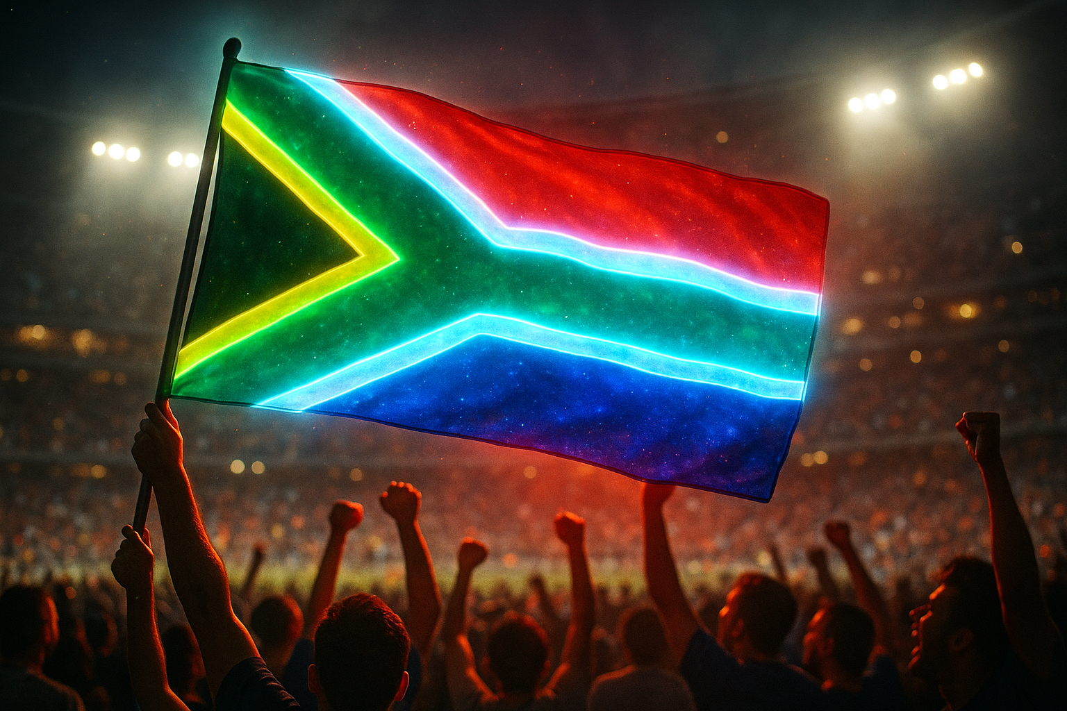 Glowing South African Flag at Stadium