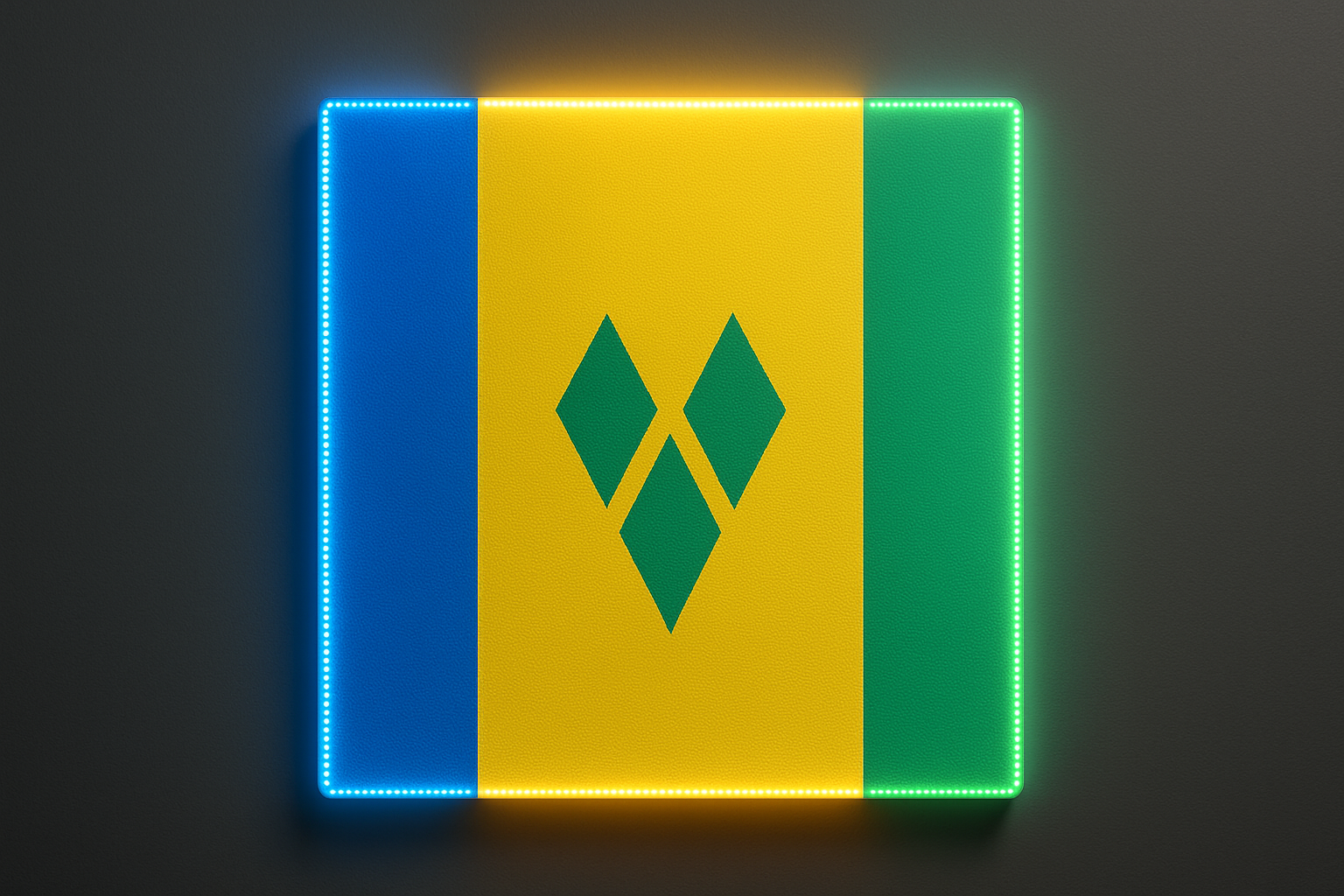 Saint Vincent and the Grenadines Glowing Flag - LED Illuminated