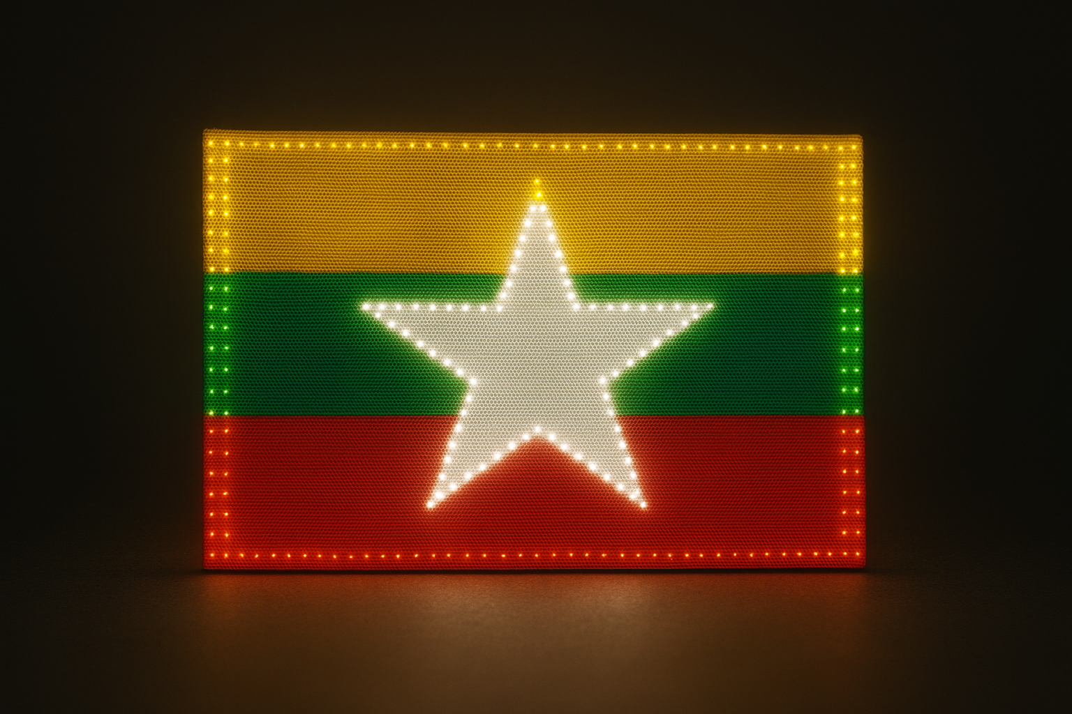 Myanmar Glowing Flag - LED Illuminated