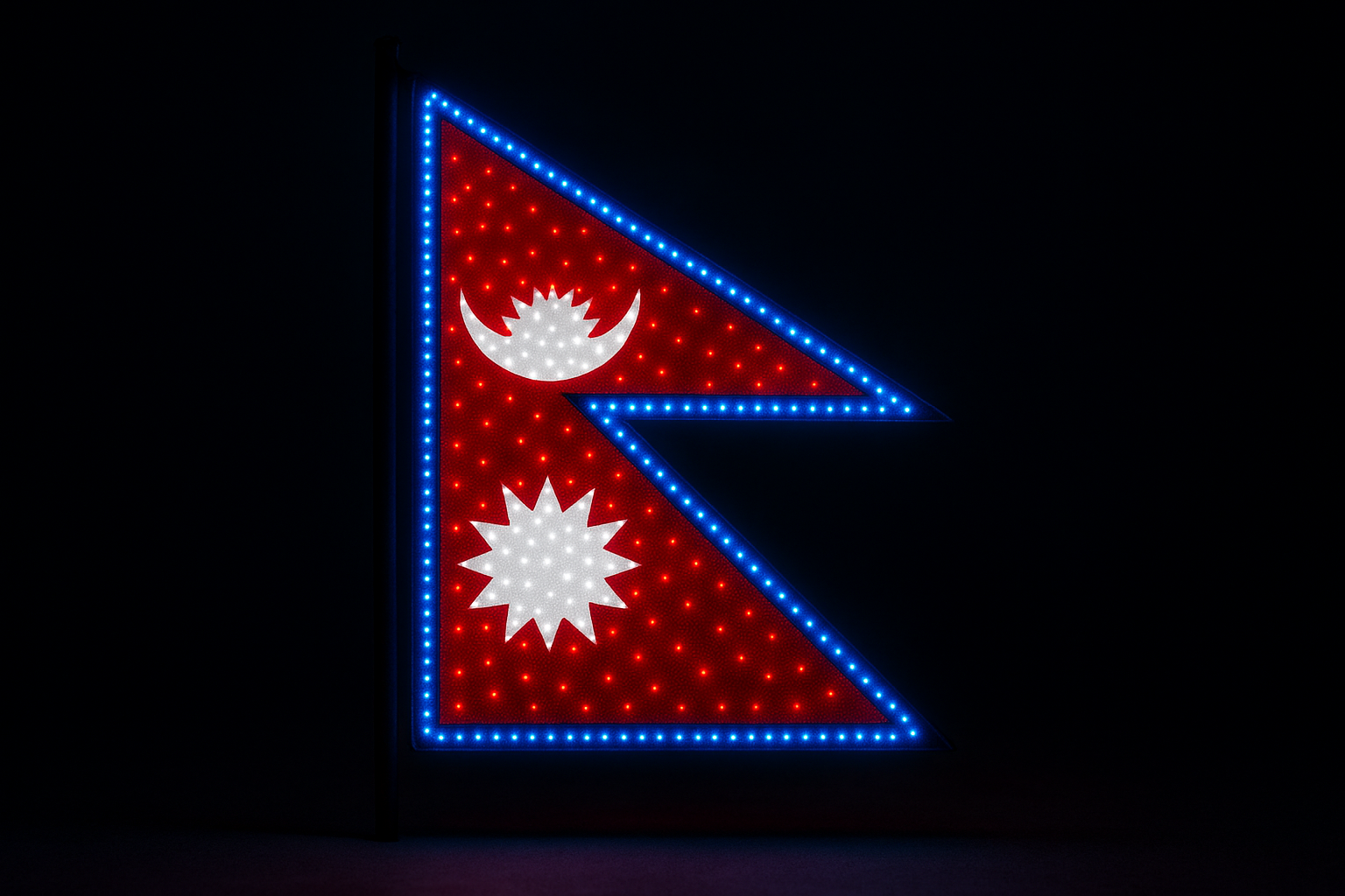 Nepal Glowing Flag - LED Illuminated
