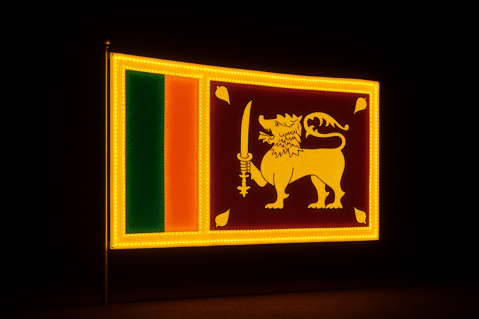 Sri Lanka Glowing Flag - LED Illuminated