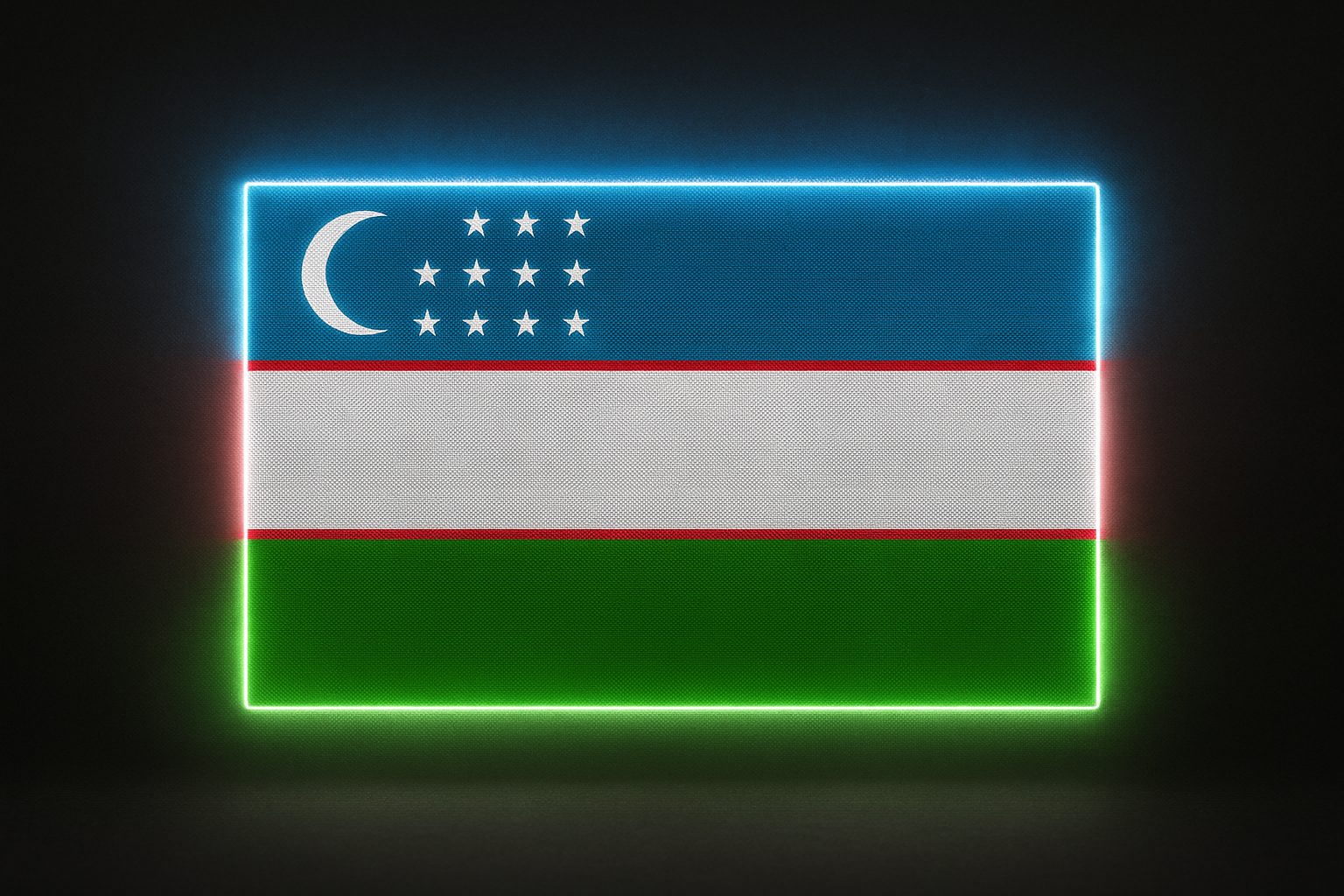 Uzbekistan Glowing Flag - LED Illuminated