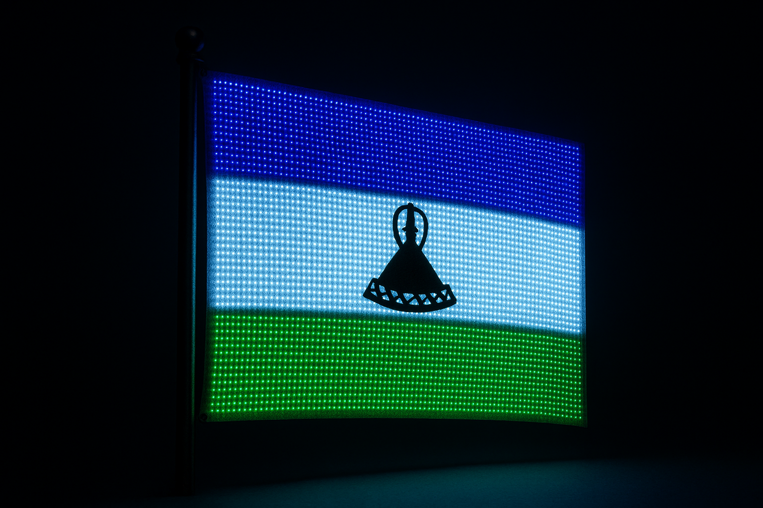 Lesotho Glowing Flag - LED Illuminated