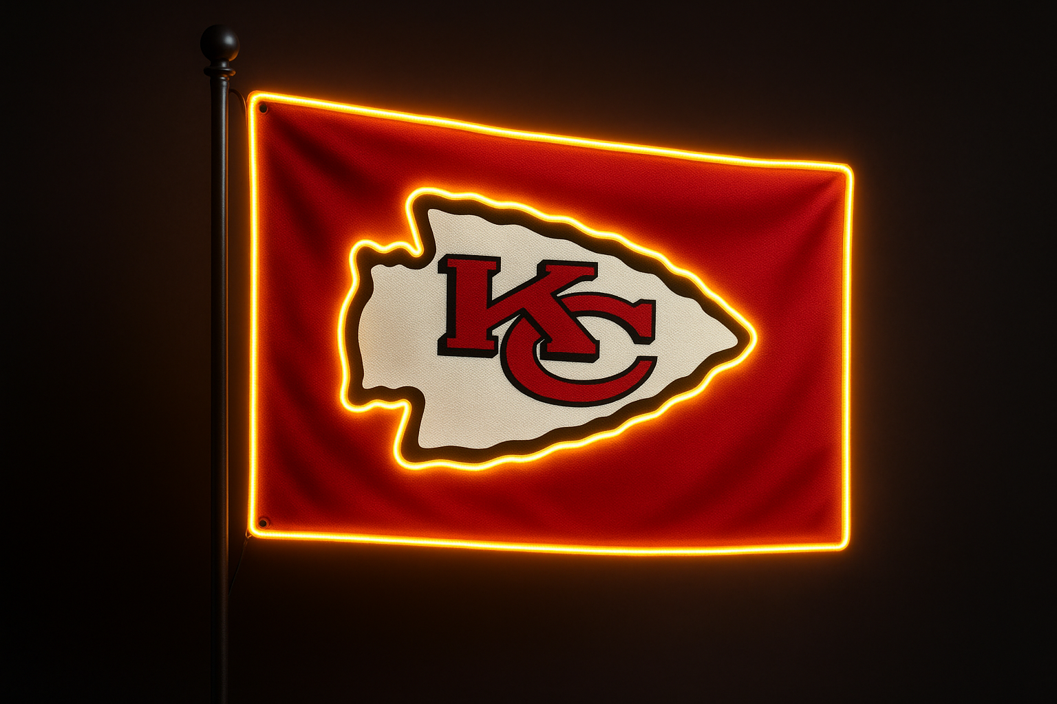 Kansas City Chiefs Glowing Flag - LED Illuminated