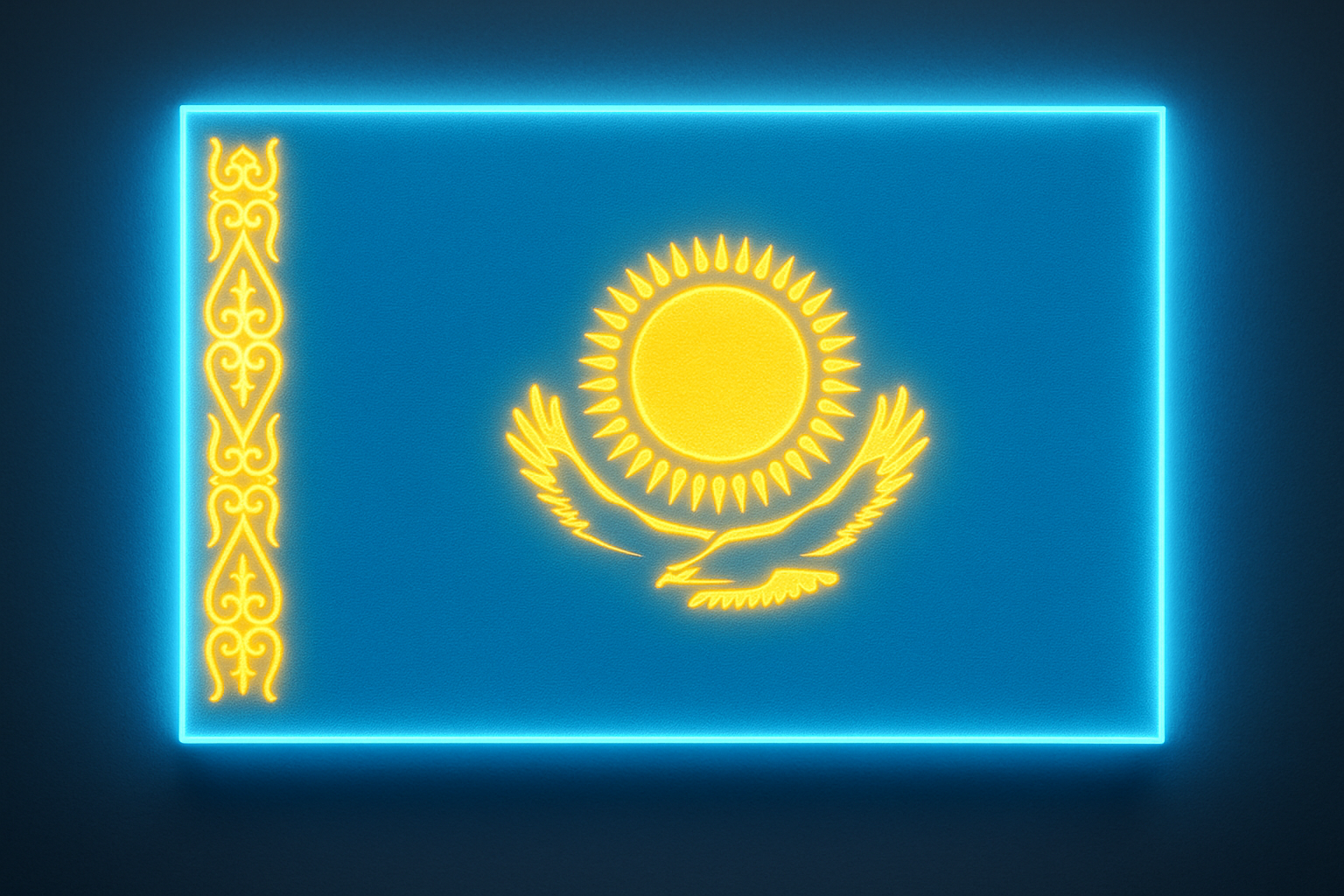 Kazakhstan Glowing Flag - LED Illuminated
