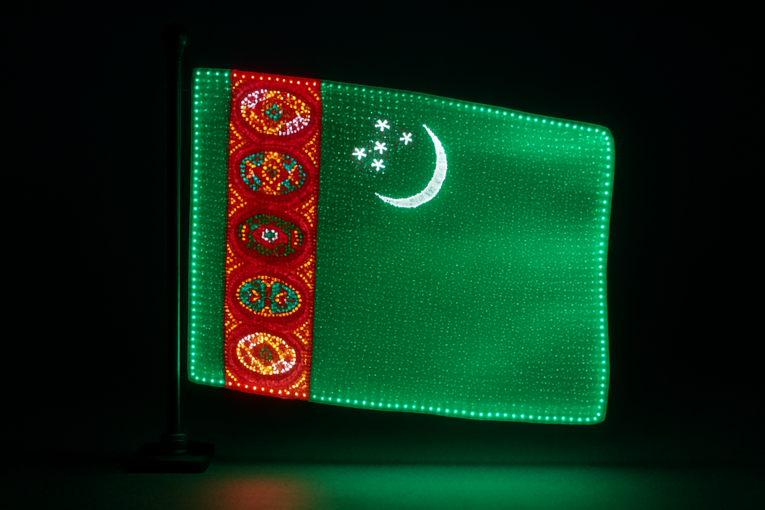 Turkmenistan Glowing Flag - LED Illuminated