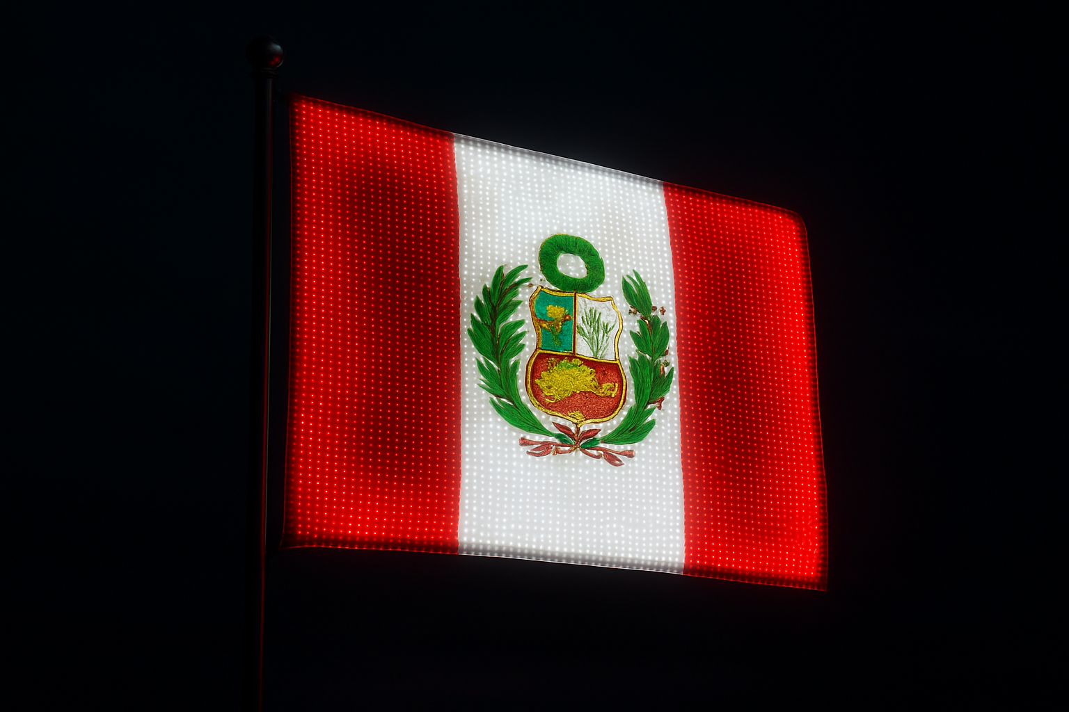 Peru Glowing Flag - LED Illuminated