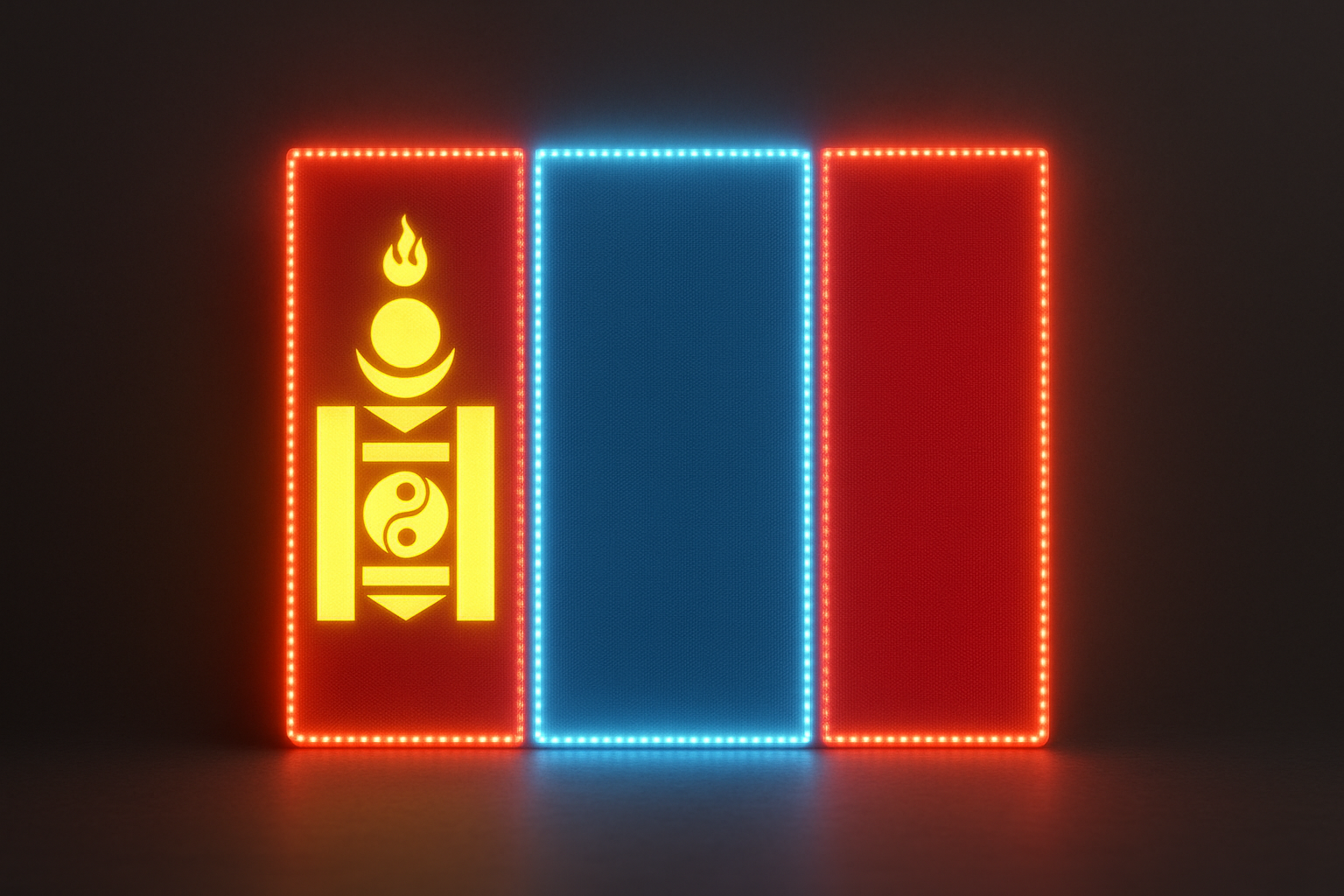 Mongolia Glowing Flag - LED Illuminated