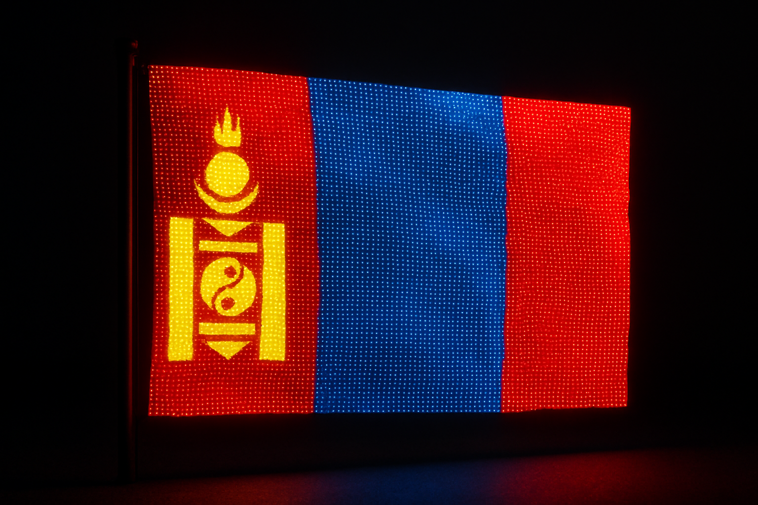 Mongolia Glowing Flag - LED Illuminated