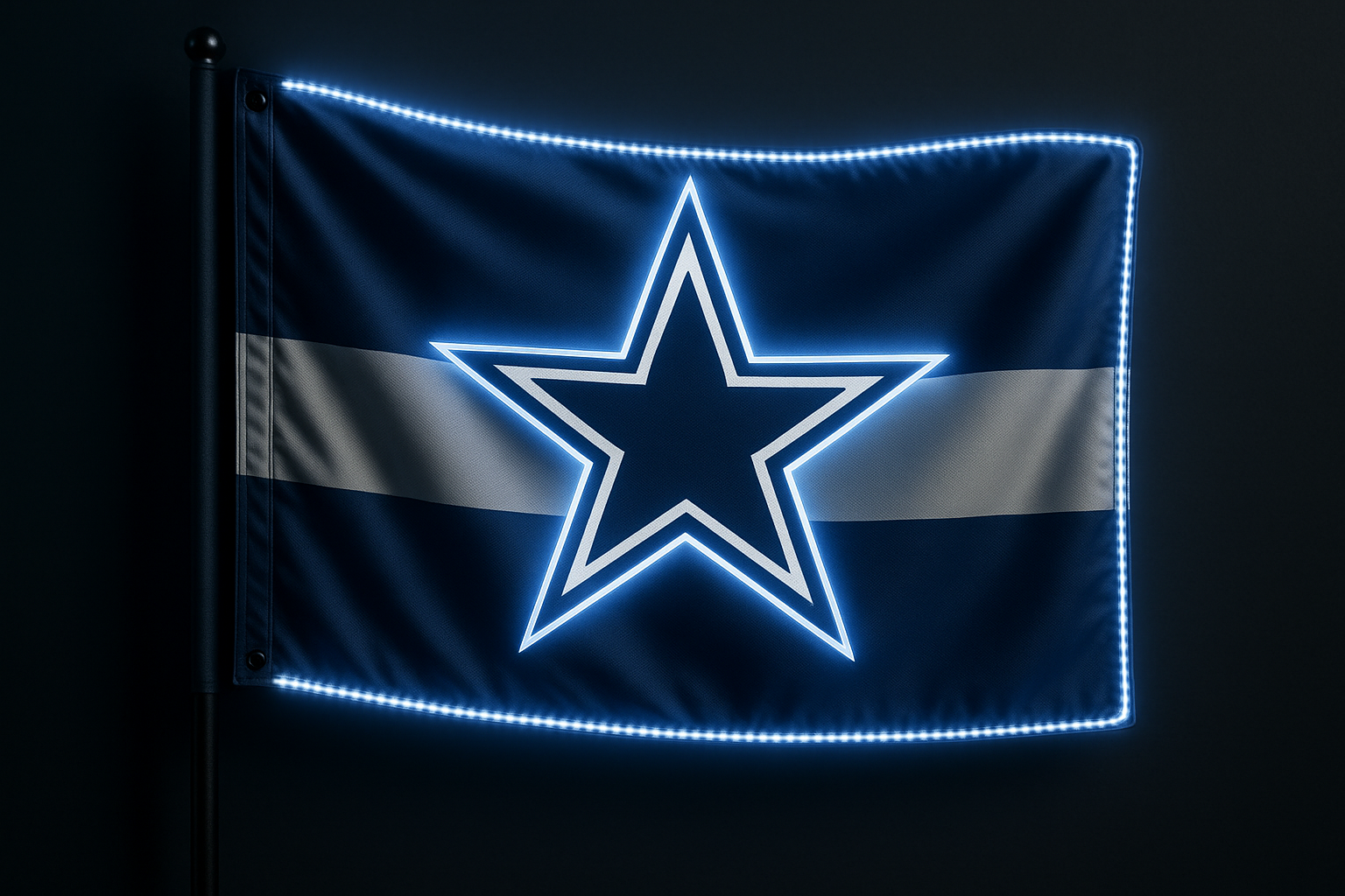 Dallas Cowboys Glowing Flag - LED Illuminated