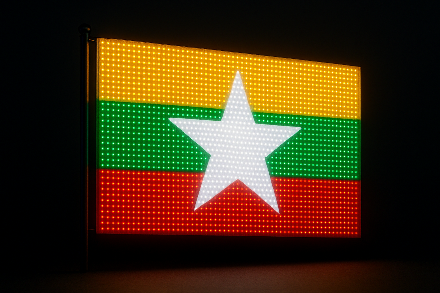 Myanmar Glowing Flag - LED Illuminated