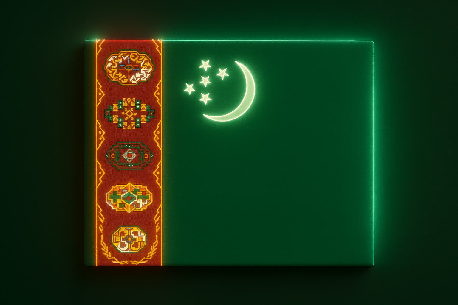 Turkmenistan Glowing Flag - LED Illuminated