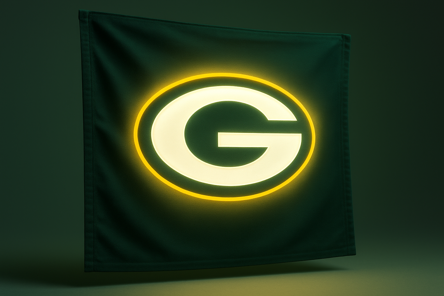 Green Bay Packers Glowing Flag - LED Illuminated