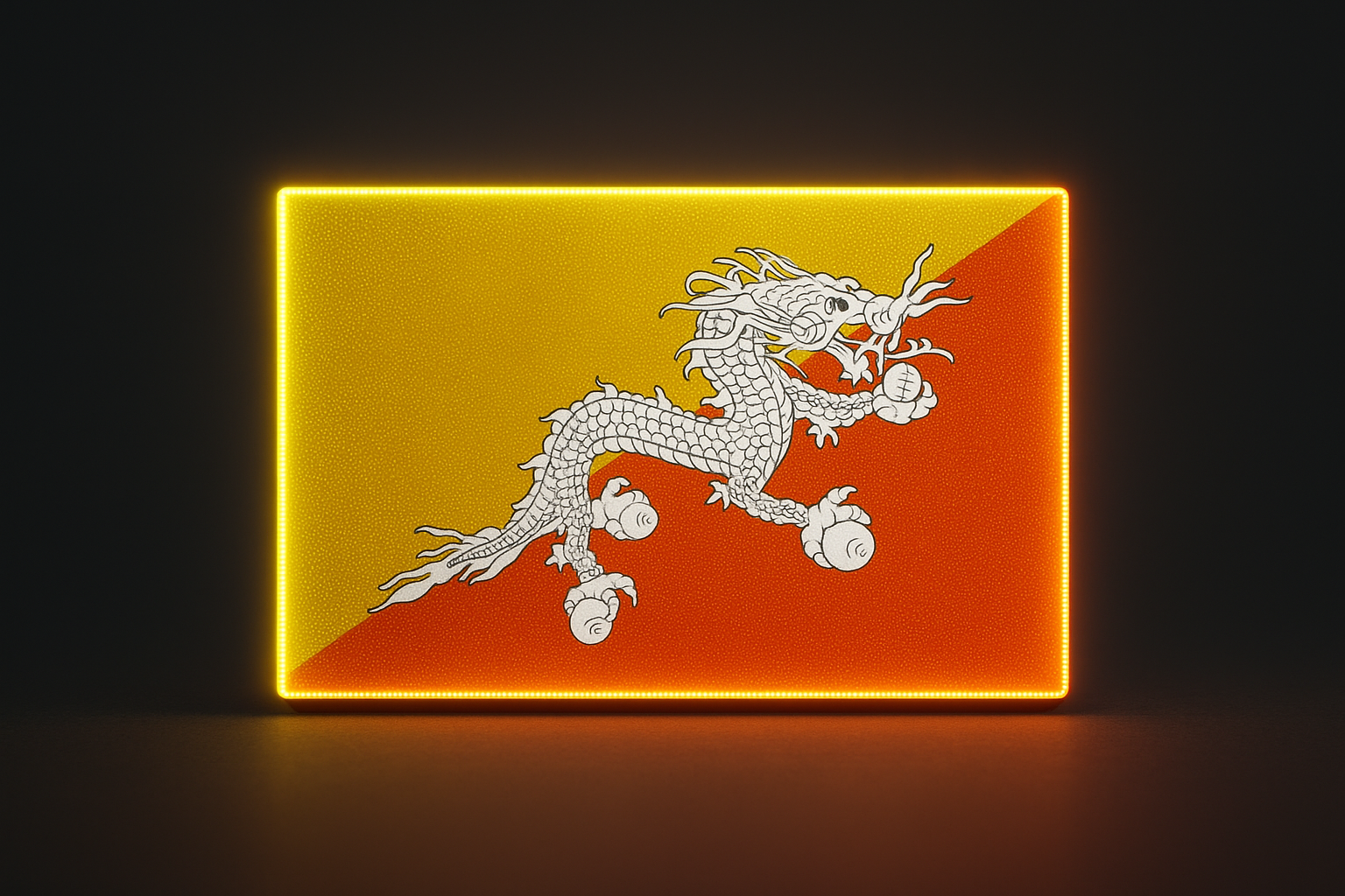 Bhutan Glowing Flag - LED Illuminated