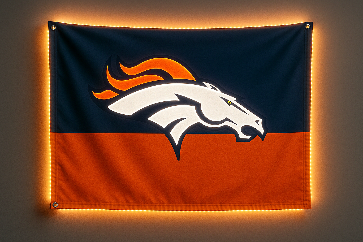 Denver Broncos Glowing Flag - LED Illuminated