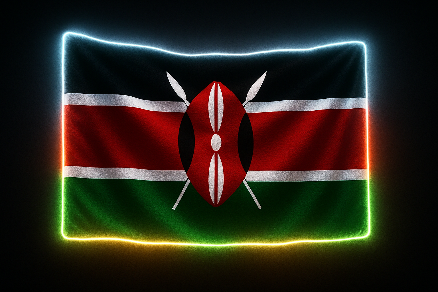 Kenya Glowing Flag