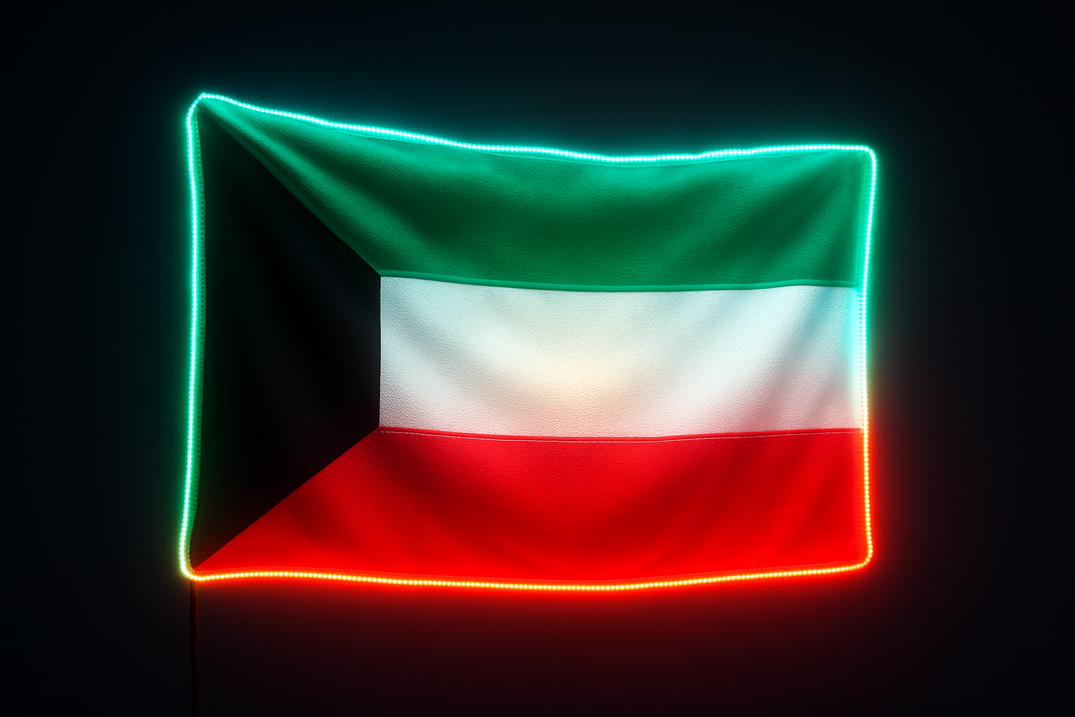 Kuwait Glowing Flag