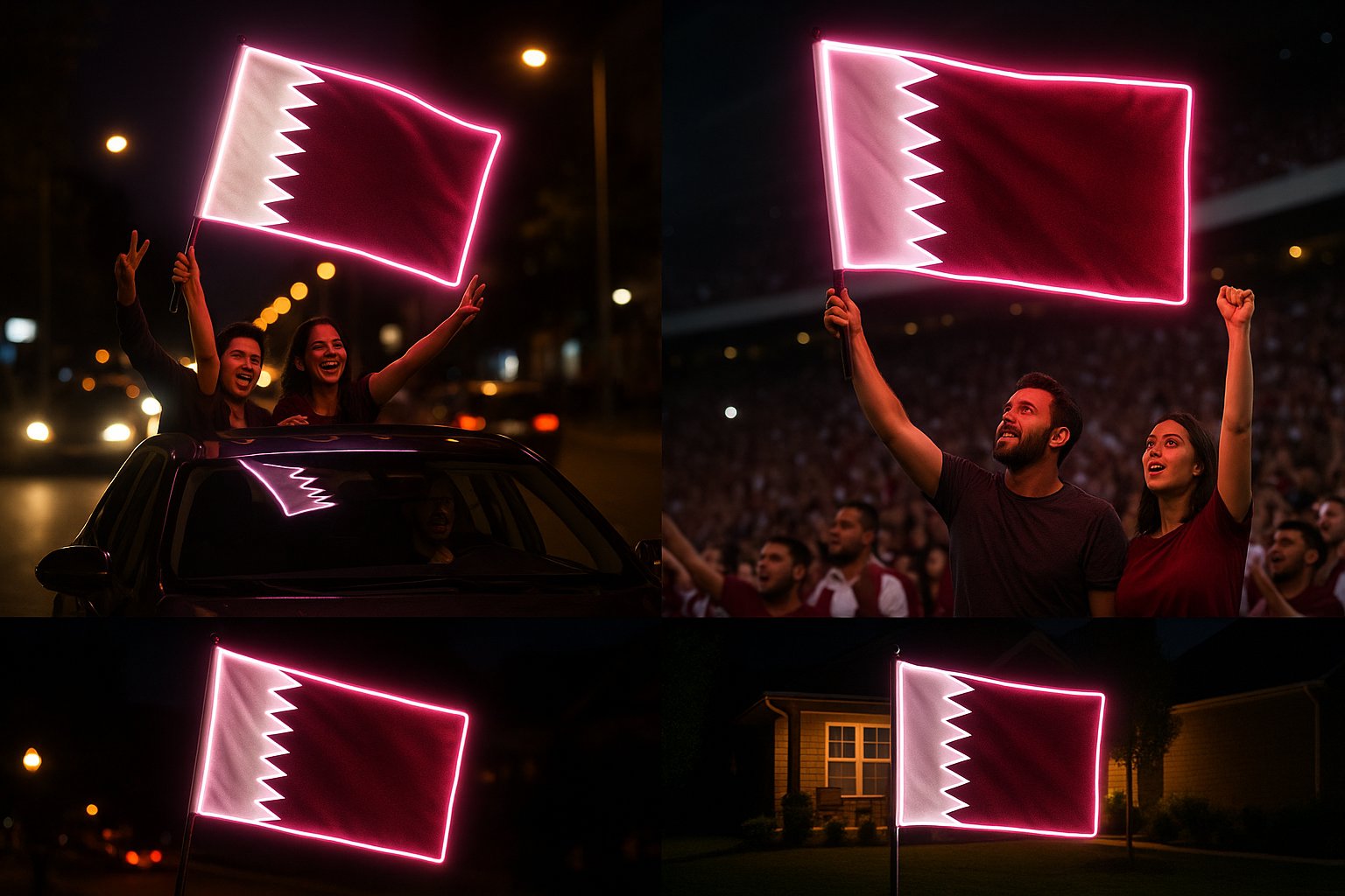 Qatar Glowing LED Flag with Celebrations